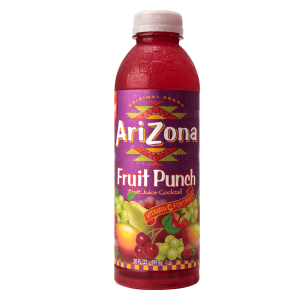 Arizona Fruit Punch bottle with cut and stack label