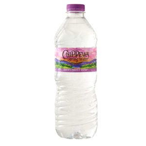 Chippewa spring water; bottle with cut and stack label