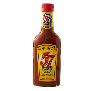 Heinz 57 sauce with cut and stack label