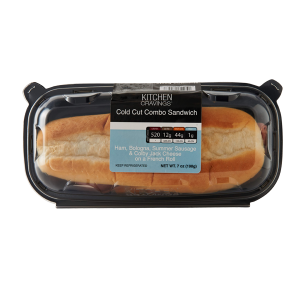 Kwik Trip Kitchen Cravings cold cut combo sandwich in container with pressure sensitive label