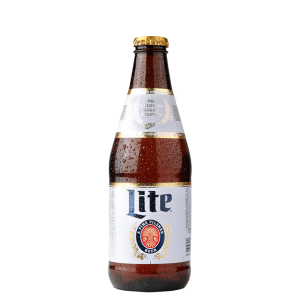 Miller Lite bottle and cut & stack label