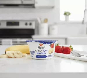 Yoplait greek yogurt cup on counter