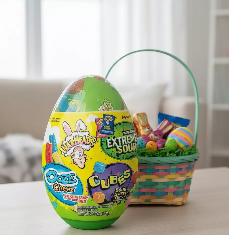 Image of wareheads candy with easter basket