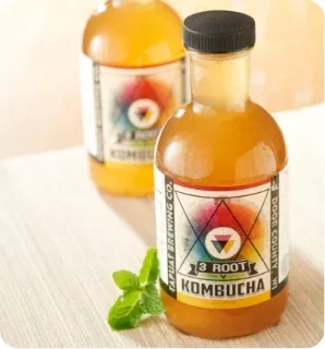 3 Root Kombucha featuring a colorful and modern label.
