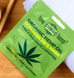 Organic hemp oil collages face mask product packaging