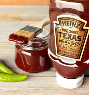 Heinz barbecue sauce pressure-sensitive product packaging.